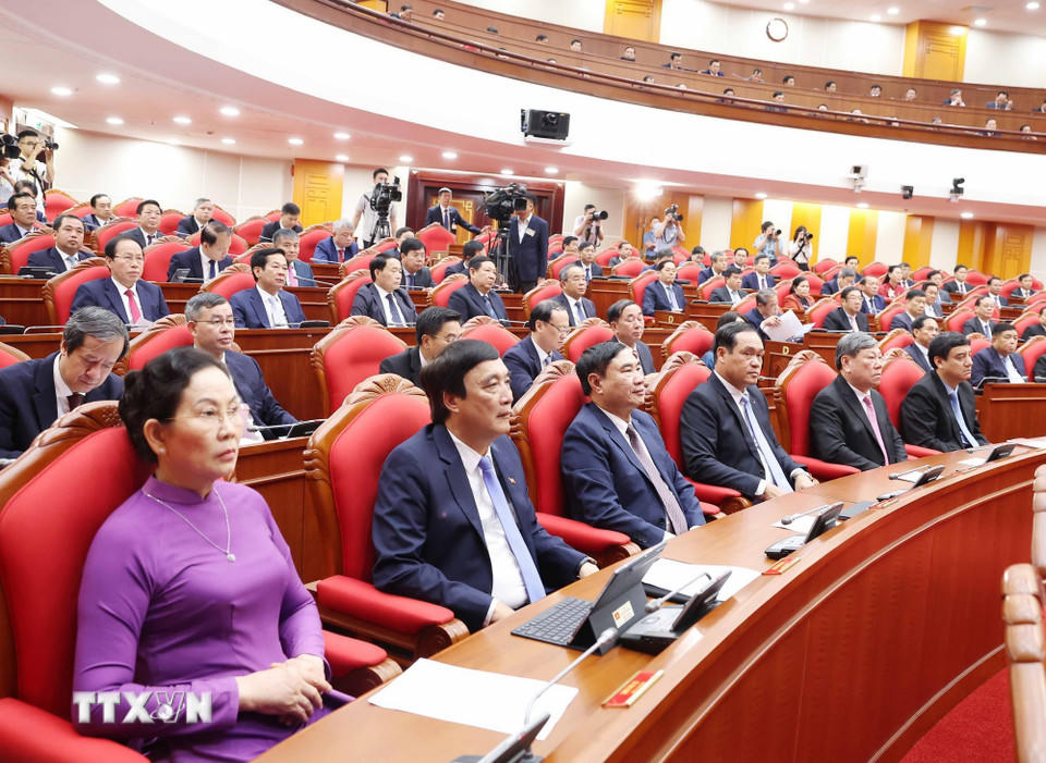 Các đại biểu tham dự phiên bế mạc Hội nghị lần thứ 13 Ban Chấp hành Trung ương Đảng khóa XIII. (Ảnh: Thống Nhất/TTXVN)