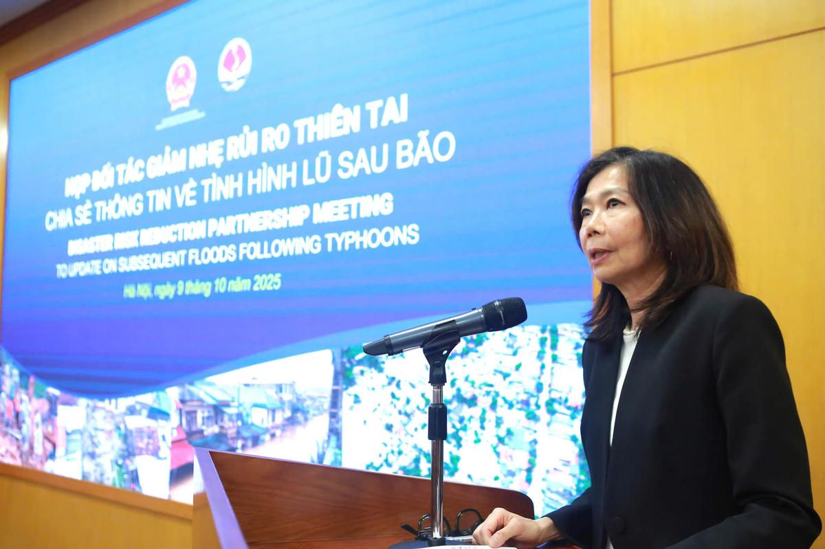 Bà Pauline Tamesis đồng Chủ tịch Đối tác Giảm nhẹ rủi ro thiên tai. Ảnh: VDDMA