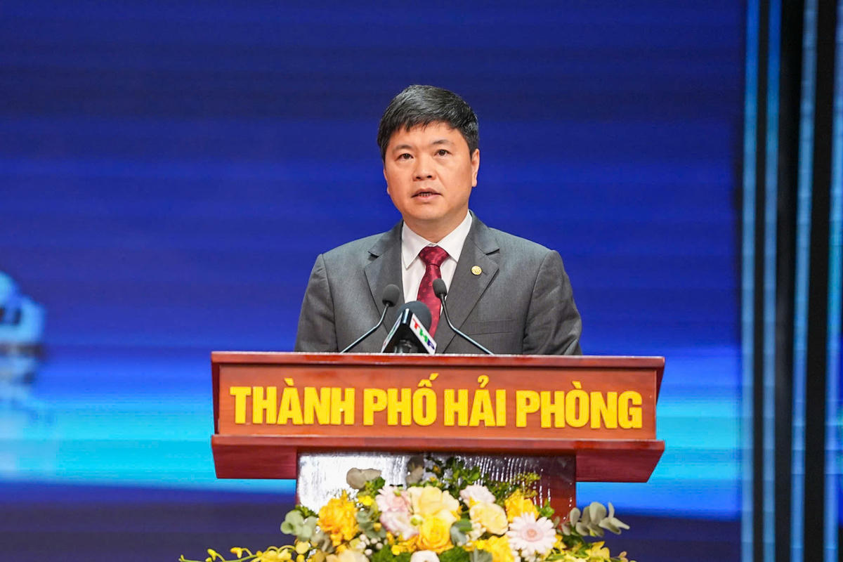 Phó Chủ tịch UBND TP Hải Phòng Hoàng Minh Cường phát biểu tại sự kiện. Ảnh: PT.&nbsp;