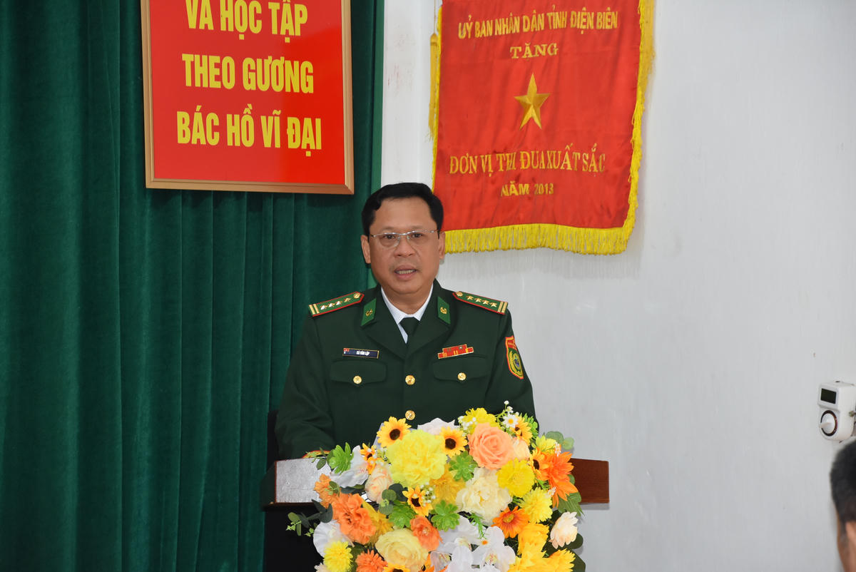 Đại tá Cà Văn Lập - Phó Chủ nhiệm chính trị Bộ đội Biên phòng phát biểu tại sự kiện.&nbsp;Ảnh: Đ.S.