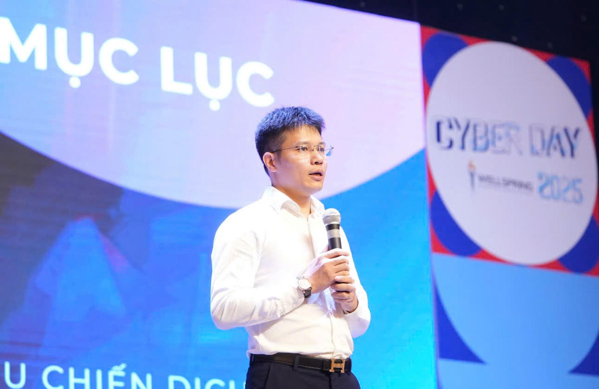 Ông Nguyễn Tiến Cường - Trưởng phòng 3, Cục an ninh mạng và phòng chống tội phạm sử dụng công nghệ cao chia sẻ tại sự kiện.