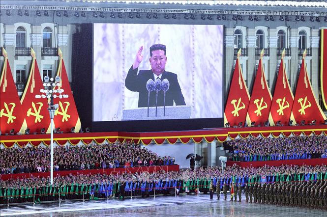 Chủ tịch Quốc vụ nước Cộng hòa Dân chủ Nhân dân Triều Tiên Kim Jong Un phát biểu. Ảnh: Thống Nhất/TTXVN