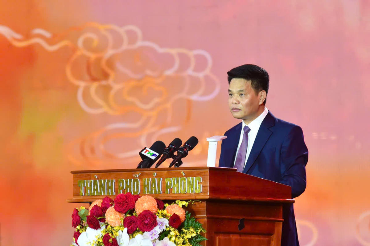 Chủ tịch UBND TP Hải Phòng Lê Ngọc Châu phát biểu tại sự kiện. Ảnh: ĐT.&nbsp;