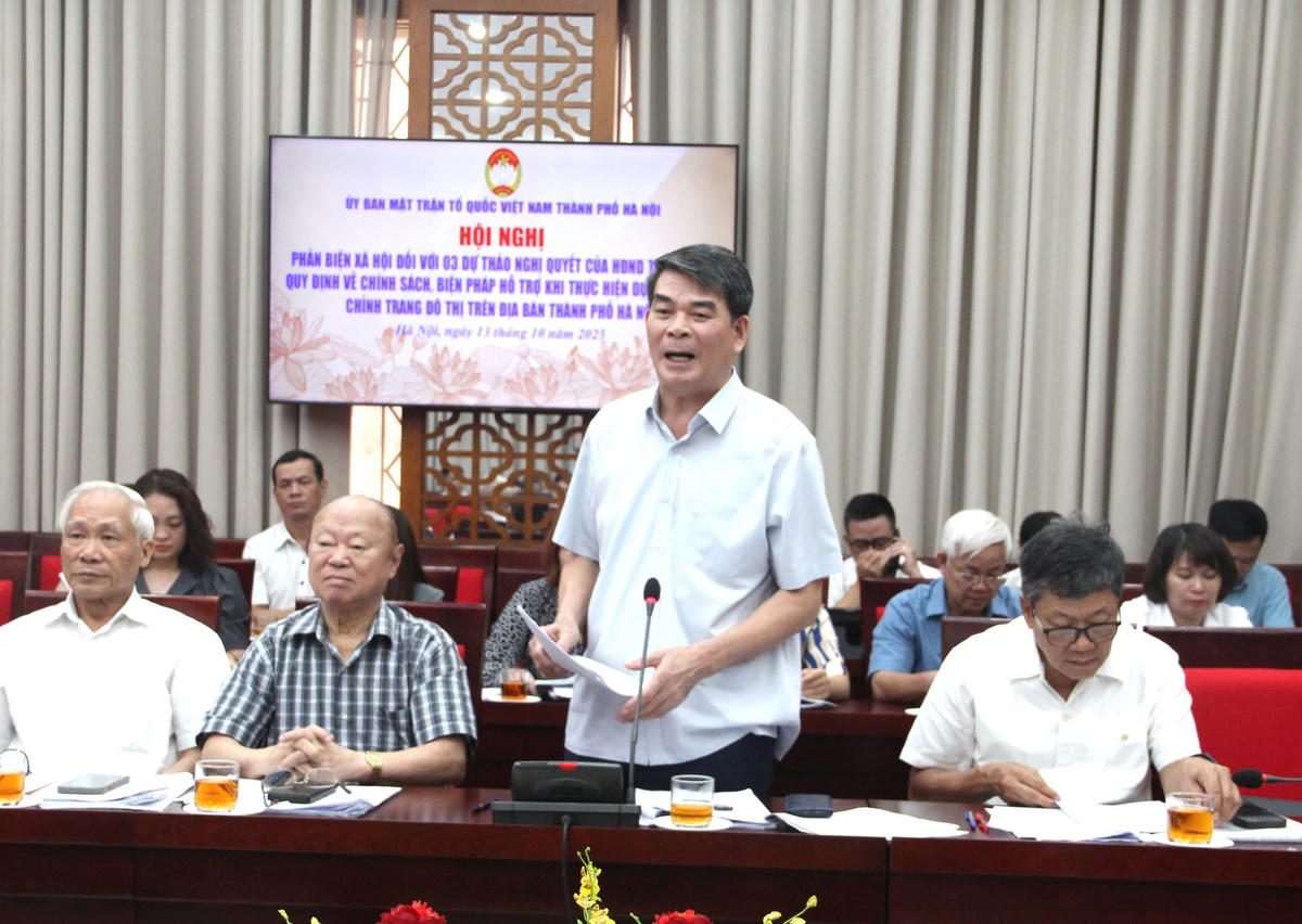 Đại biểu góp ý kiến tại hội nghị phản biện xã hội. Ảnh: N. P