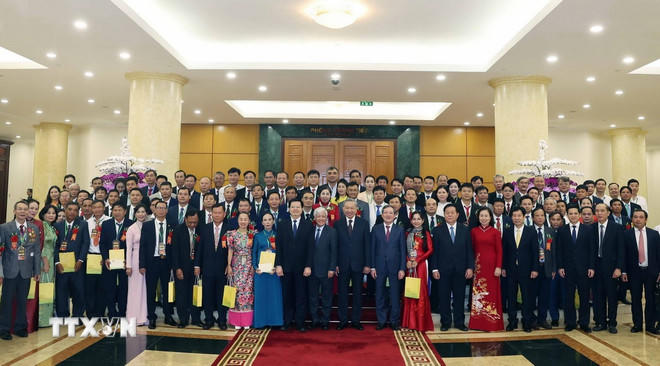 Tổng Bí thư Tô Lâm và các đại biểu. (Ảnh: Thống Nhất/TTXVN)