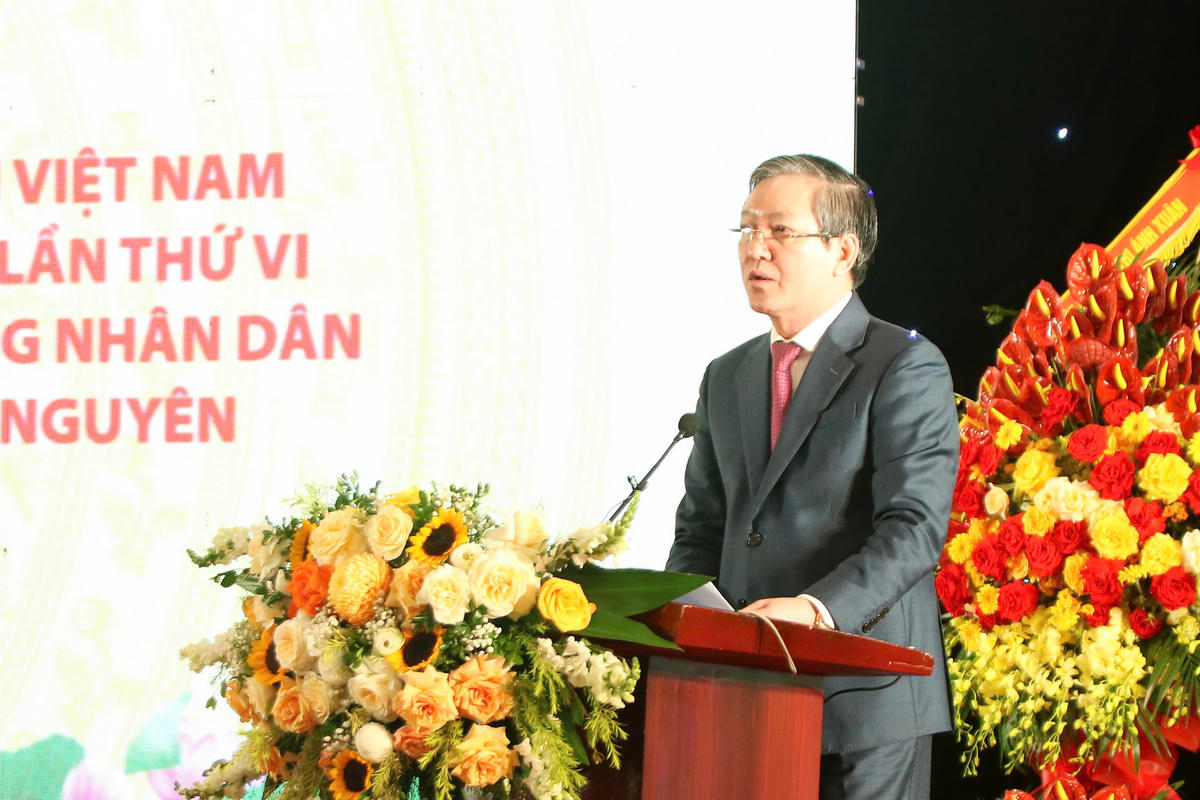 Ông Lương Quốc Đoàn, Phó Chủ tịch UBTƯ MTTQ Việt Nam, Chủ tịch Ban Chấp hành Trung ương Hội Nông dân Việt Nam phát biểu tại buổi lễ. Ảnh: Tiến Đạt..