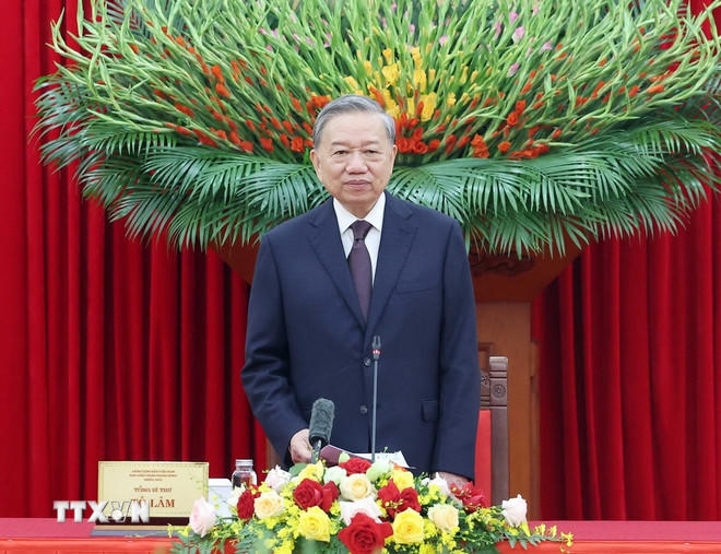 Tổng Bí thư Tô Lâm phát biểu. (Ảnh: Thống Nhất/TTXVN)