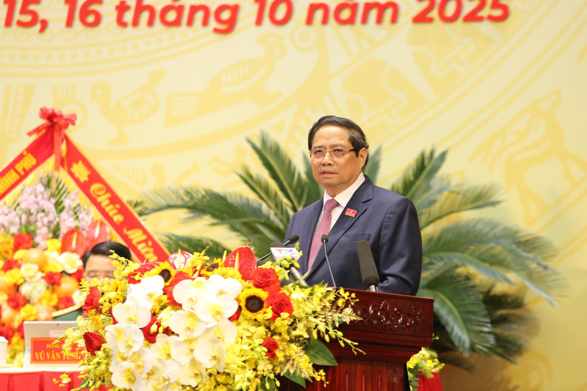 Thủ tướng Phạm Minh Chính đánh giá cao những kết quả đạt được trong nhiệm kỳ 2020-2025 của Thanh Hóa. Ảnh: Minh Hiếu