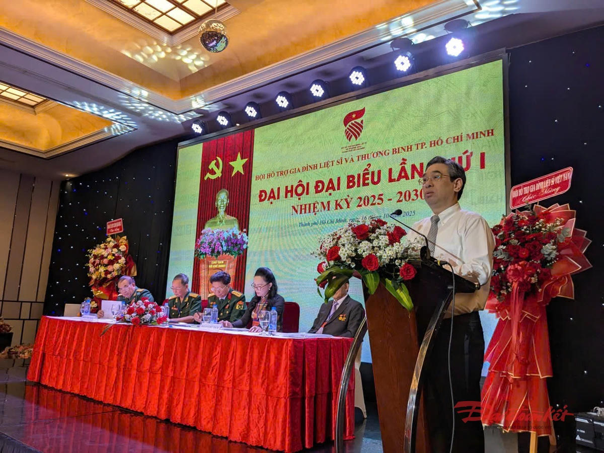 Ông&nbsp;Nguyễn Phước Lộc - Phó Bí thư Thành ủy, Chủ tịch Ủy ban MTTQ Việt Nam TP Hồ Chí Minh phát biểu tại Đại hội. Ảnh: K.S.