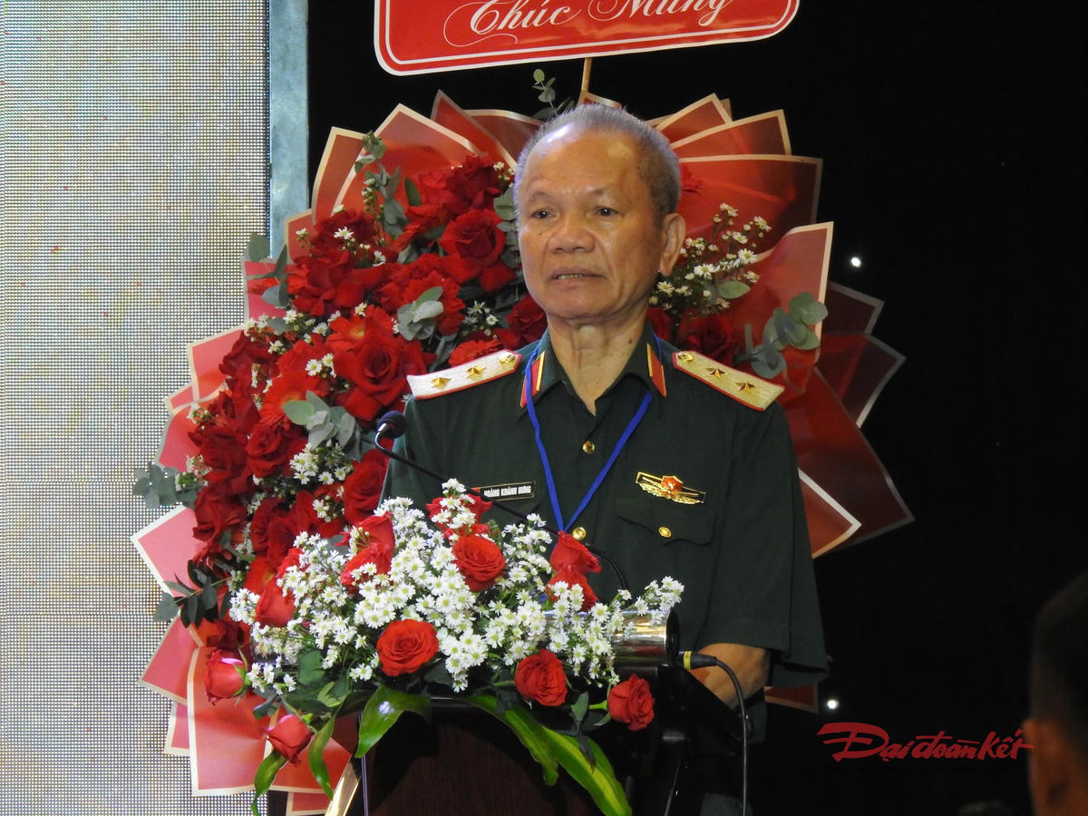 Trung tướng Hoàng Khánh Hưng - Chủ tịch Hội HTGĐLS Việt Nam phát biểu tại Đại hội. Ảnh: K.S.
