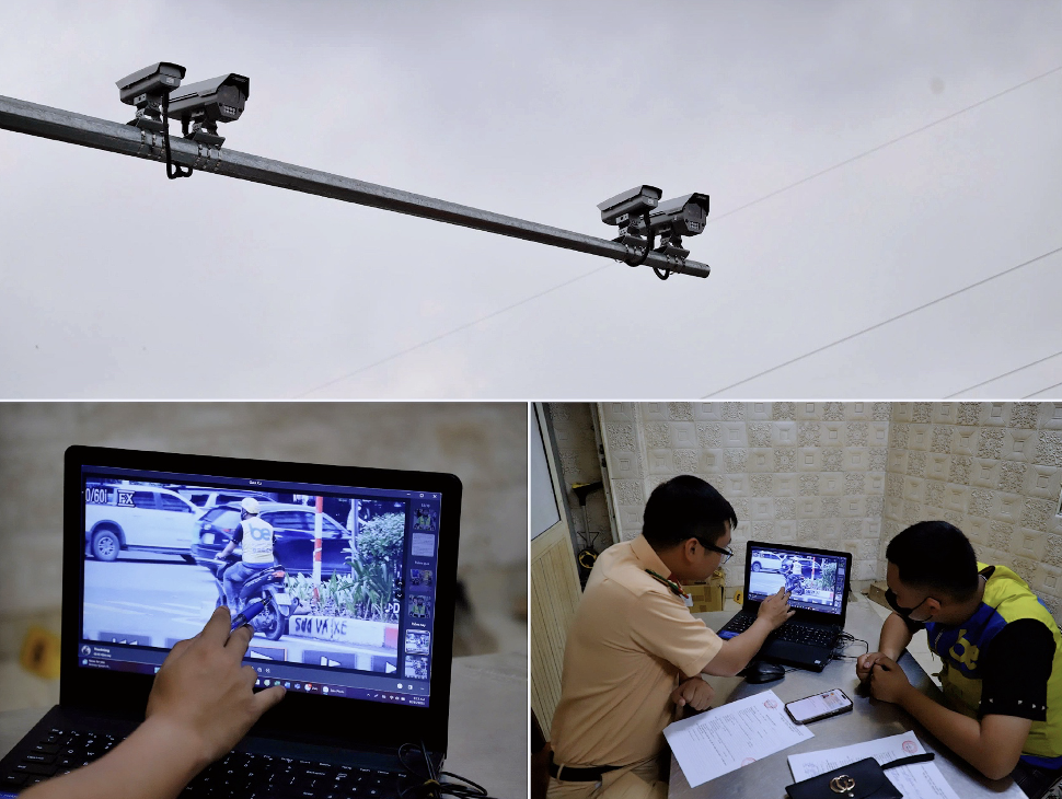 Thông qua camera, lực lượng chức năng xử lý tài xế vi phạm.