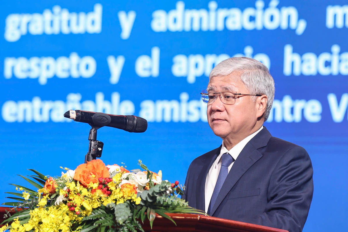 Chủ tịch UBTƯ MTTQ Việt Nam Đỗ Văn Chiến phát biểu tại buổi lễ. Ảnh: Quang Vinh.