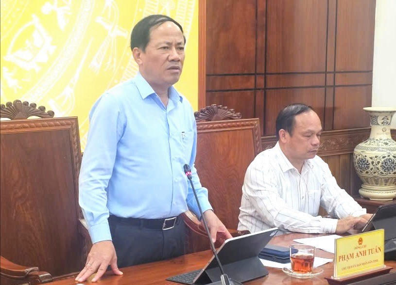 Ông Phạm Anh Tuấn, Chủ tịch UBND tỉnh Gia Lai phát biểu tại cuộc họp. Ảnh. CV.