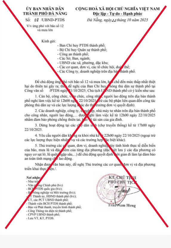 Nội dung văn bản giả mạo. Ảnh: CV.

