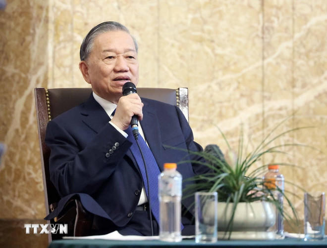 Tổng Bí thư Tô Lâm phát biểu chính sách tại Đại học Sofia. (Ảnh: Thống Nhất/TTXVN)