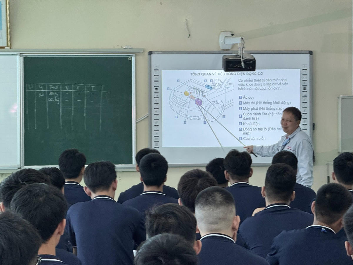 Một giờ học của sinh viên Trường CĐ Cơ khí Nông nghiêp (ảnh NTCC) 