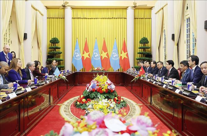 Chủ tịch nước Lương Cường hội đàm với Tổng Thư ký Liên hợp quốc