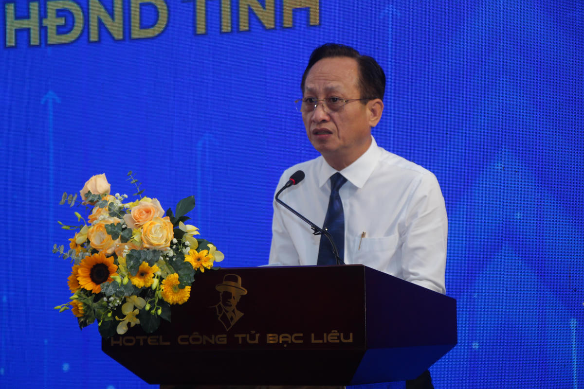 Chủ tịch HĐND tỉnh Cà Mau Phạm Văn Thiều phát biểu tại diễn đàn. Ảnh: Nguyên Du