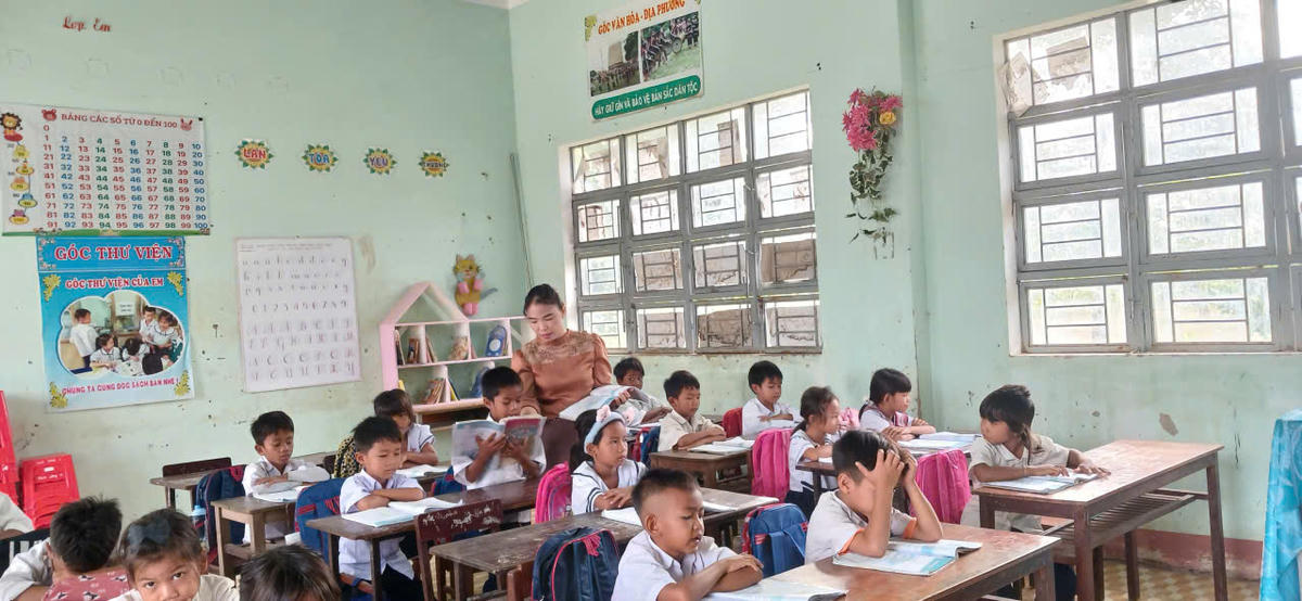 Phần lớn học sinh trong lớp cô Nguyệt dạy là người dân tộc thiểu số Gia Rai. Ảnh: NVCC.