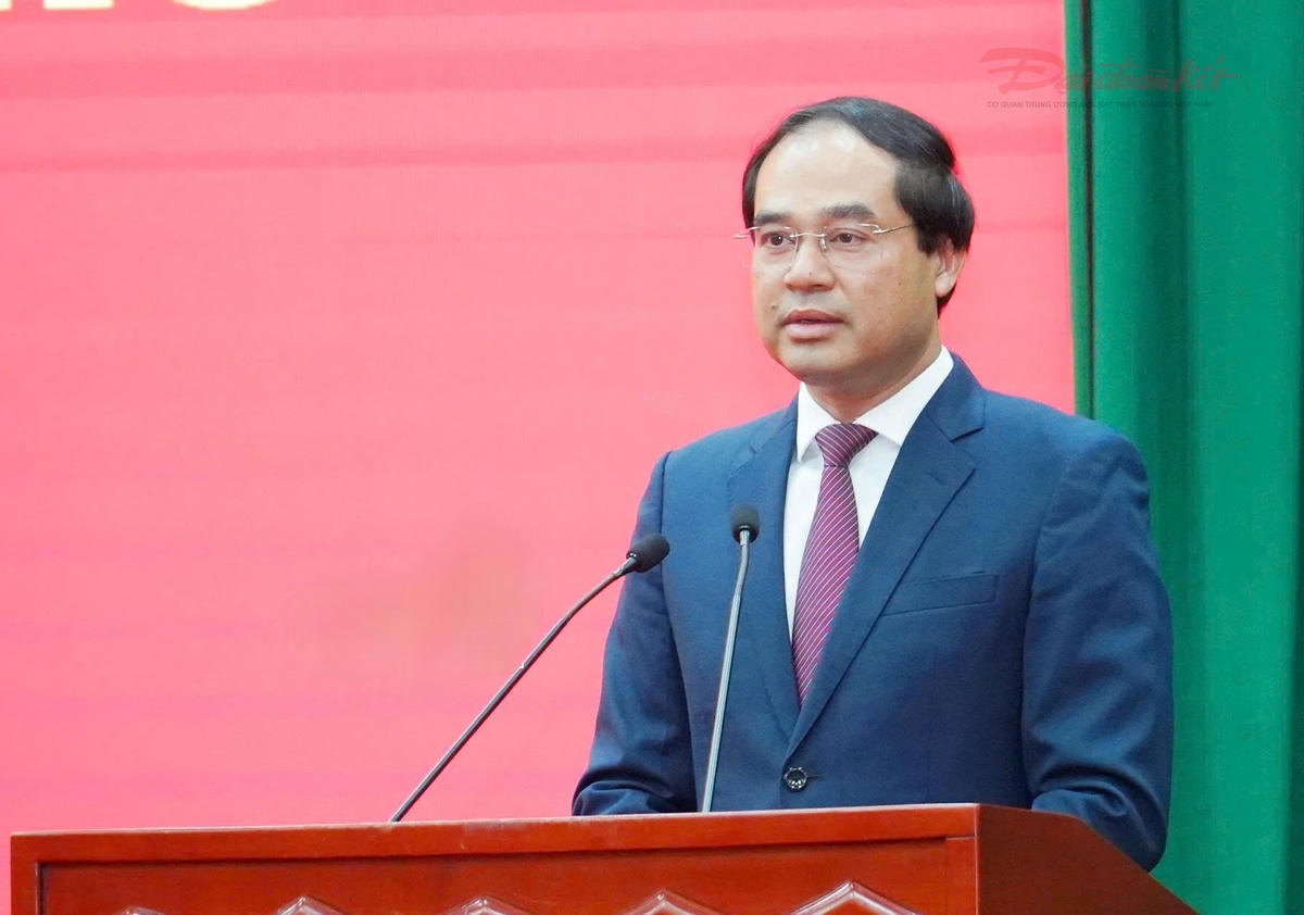 Bí thư Tỉnh ủy Thái Nguyên Trịnh Xuân Trường phát biểu tại hội nghị. Ảnh: TN.