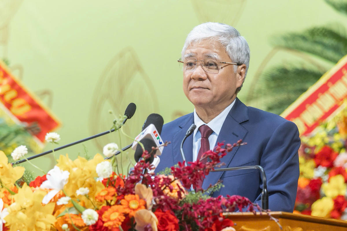 Chủ tịch UBTƯ MTTQ Việt Nam Đỗ Văn Chiến phát biểu tại Đại hội. Ảnh: Quang Vinh.