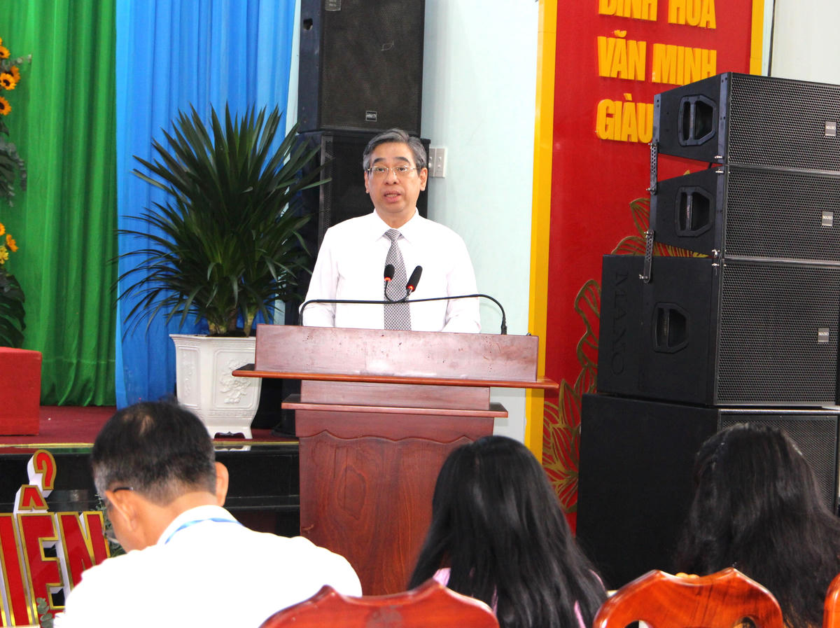 Ông Nguyễn Phước Lộc phát biểu chỉ đạo Đại hội Mặt trận phường Bình Hoà. Ảnh: Q.Đ.