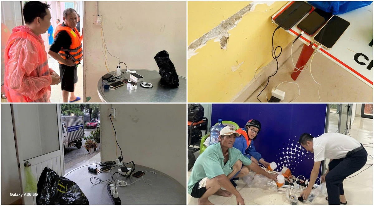 Điện lực giúp người dân vùng lũ giữ thông tin liên lạc