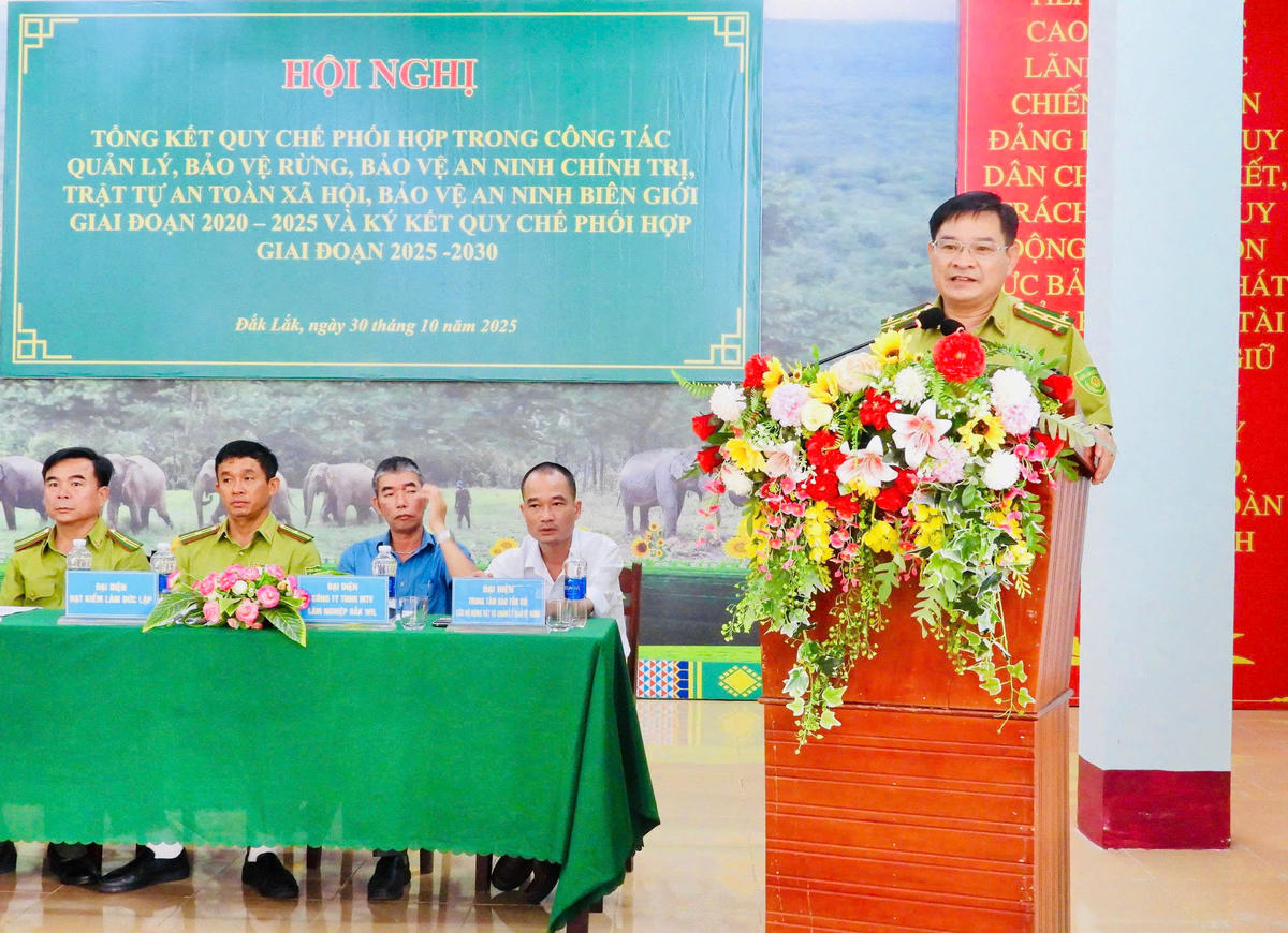 Ông Phạm Tuấn Linh, Giám đốc Vườn quốc gia Yok Đôn phát biểu. Ảnh:VQG.