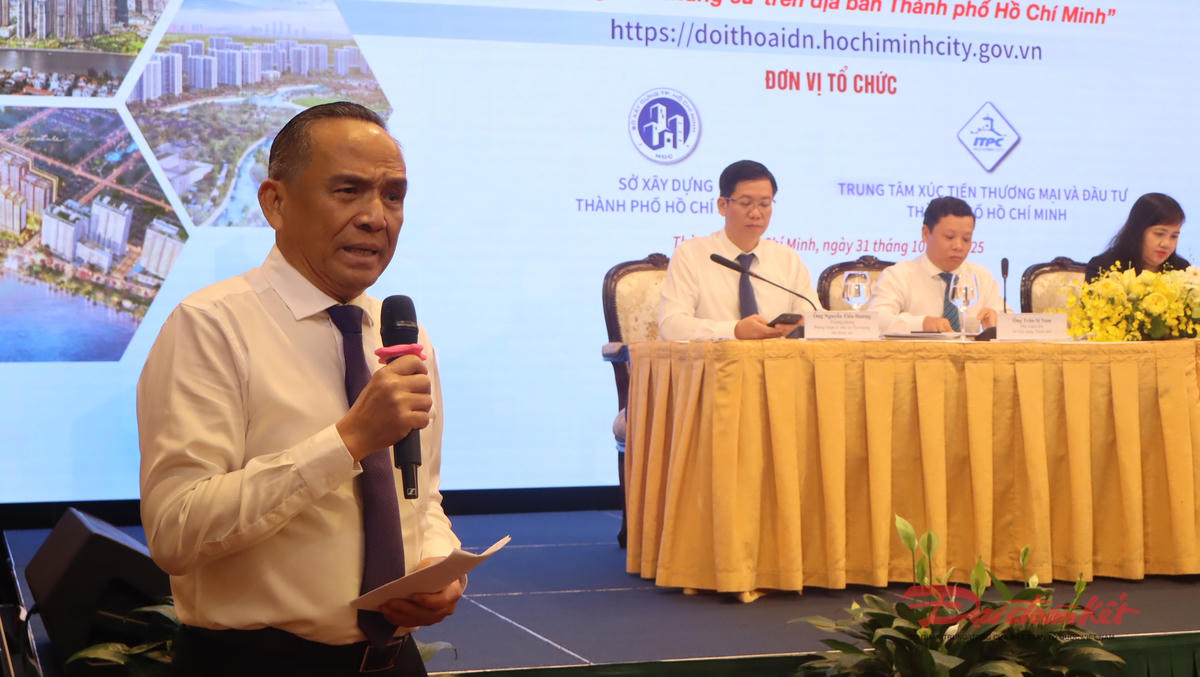 Ông Lê Hoàng Châu - Chủ tịch Hiệp hội Bất động sản TP Hồ Chí Minh phát biểu tại hội nghị. Ảnh: Hồng Phúc.