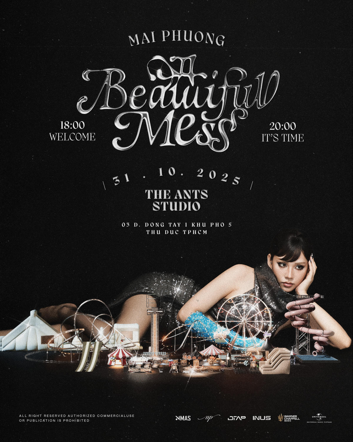 Thông tin ra mắt Album “A Beautifull mess” của hoa hậu Mai Phương vào tối 31/10/2025. Album&nbsp; bao gồm: 01. First Face; 02. Queenergy; 03. Gown And Sneakers; 04. Mỹ Miêu; 05. Imperfect; 06. Corset; 07. 99.MP3 (Interlude); 08. Đầu Xù Ướt Gối; 09. Moonwalk; 10. No More No More; 11. Vedette.