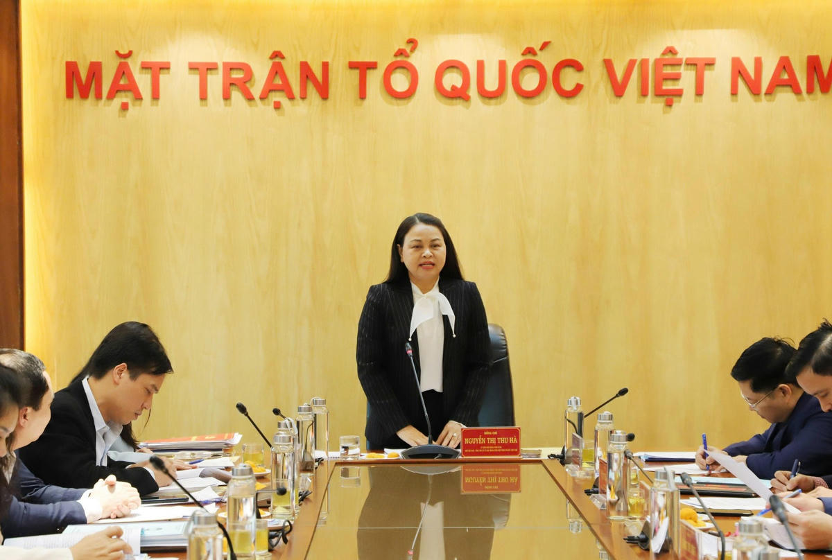 Phó Chủ tịch - Tổng Thư ký Nguyễn Thị Thu Hà phát biểu tại cuộc làm việc.
