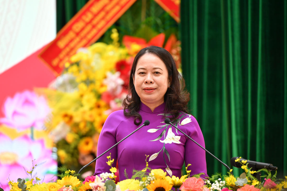 Phó Chủ tịch nước Võ Thị Ánh Xuân phát biểu tại Đại hội. (Ảnh: Phương Vũ)