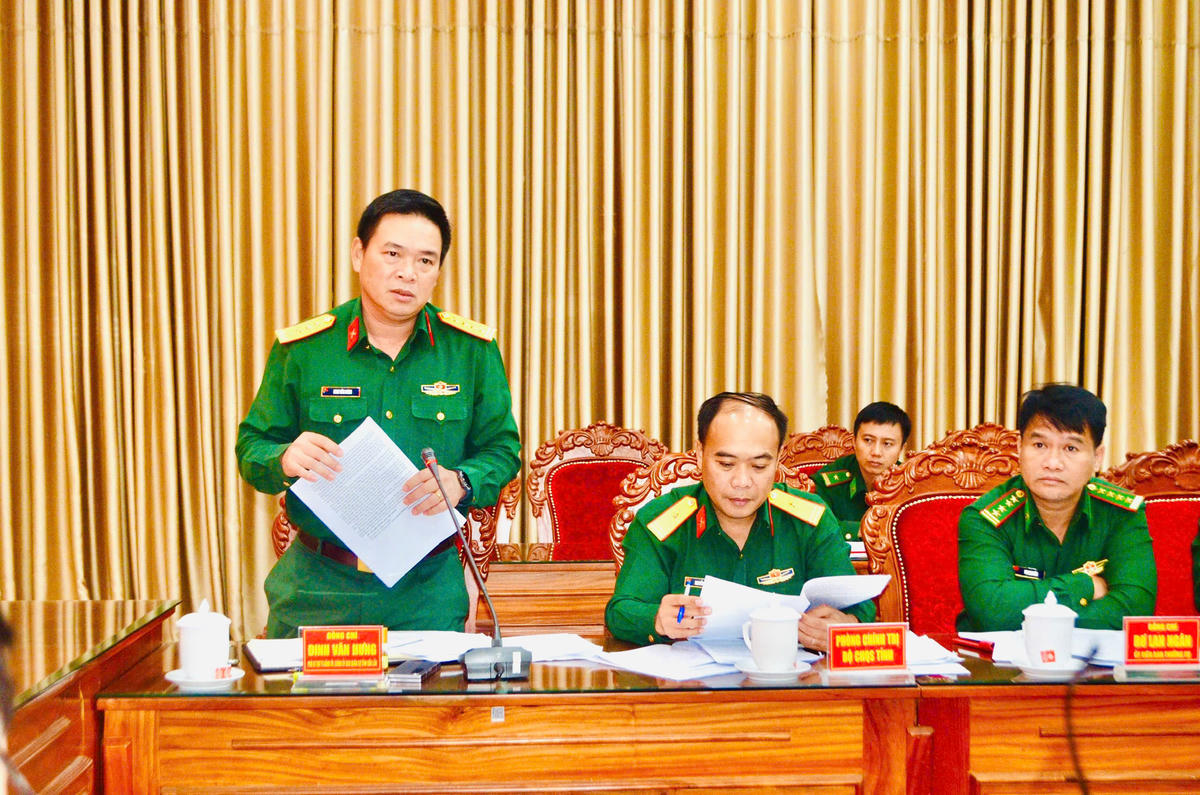 Đại tá Đinh Văn Hưng phát biểu: Ảnh: Dân Quân.