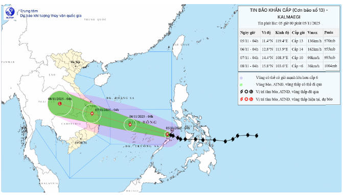 Nguồn:&nbsp;Trung tâm Dự báo Khí tượng Thủy văn Quốc gia.