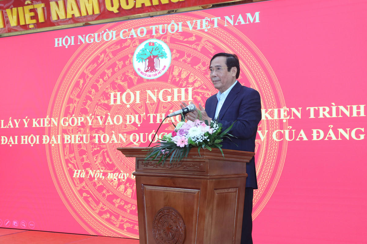 Ông Nguyễn Thanh Bình - Chủ tịch Hội Người cao tuổi Việt Nam&nbsp;phát biểu tại Hội nghị. Ảnh: Tiến Đạt.