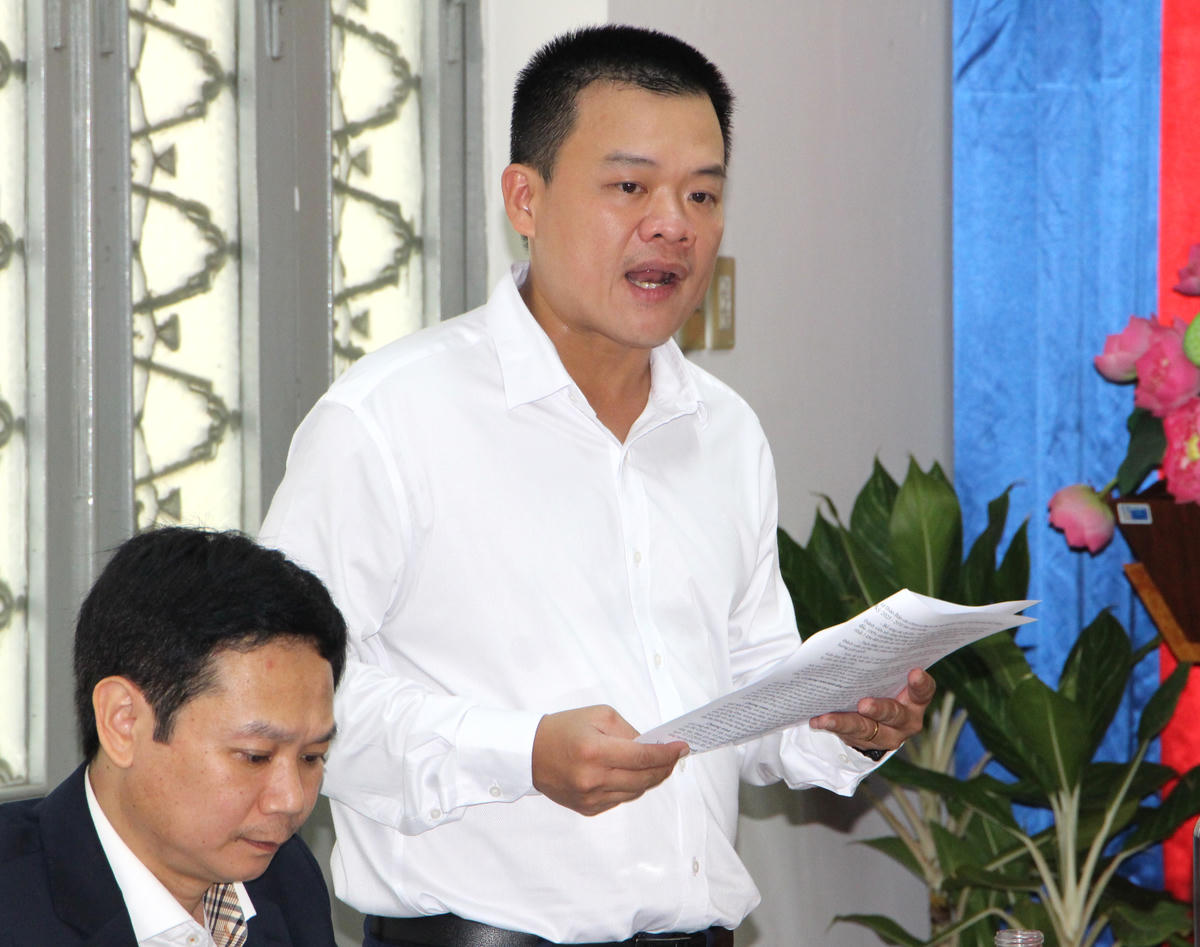 Ông Nguyễn Hải Nam – Phó Chánh Văn phòng Uỷ ban Trung ương Mặt trận Tổ quốc Việt Nam thông qua Bảng tổng hợp góp ý Văn kiện đại hội Mặt trận tỉnh Khánh Hoà và Gia Lai. Ảnh: Q.Đ.