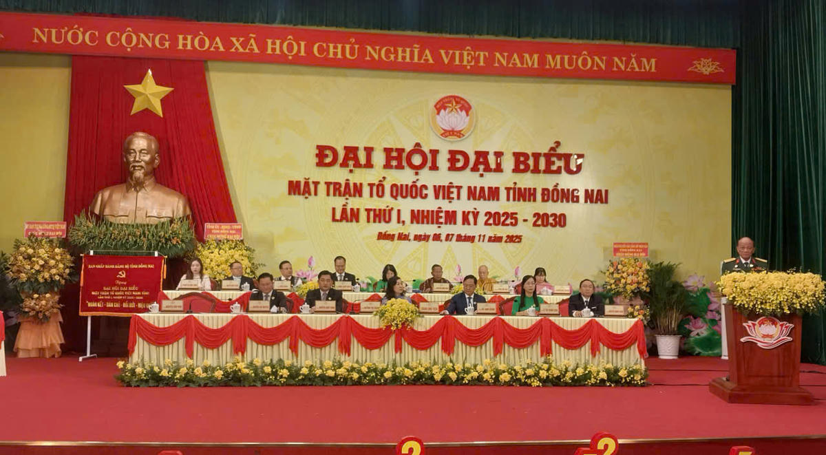 Quang cảnh Đại hội Đại biểu MTTQ Việt Nam tỉnh Đồng Nai lần I, nhiệm kỳ 2025-203. Ảnh: S.X