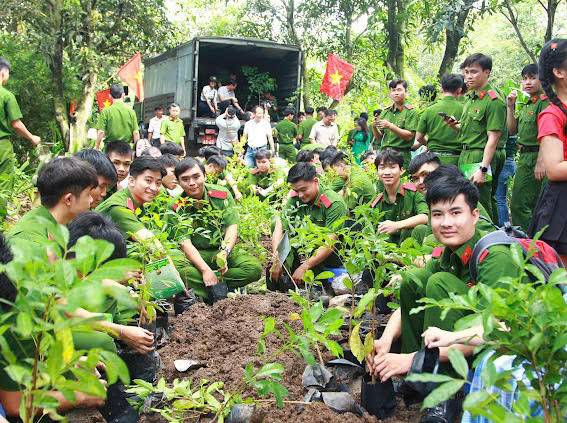 Với tinh thần mỗi cây xanh – một tấm lòng hướng về biển đảo quê hương, hơn 10.000 cây xanh đã được chuyển đến Trường Sa trong đợt này. Ảnh: HANE.