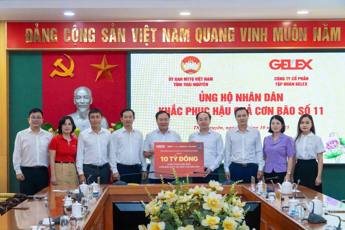Ủy ban MTTQ Việt Nam tỉnh Thái Nguyên tiếp nhận hỗ trợ từ Tập đoàn GELEX và các công ty thành viên giúp nhân dân khắc phục ảnh hưởng của cơn bão số 11.