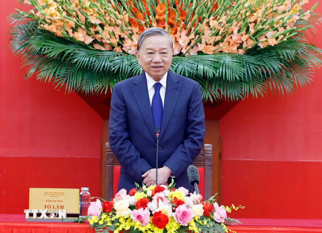 Tổng Bí thư Tô Lâm phát biểu. (Ảnh: Thống Nhất/TTXVN)