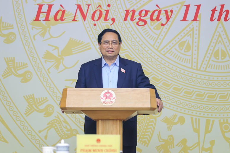 Thủ tướng Chính phủ Phạm Minh Chính phát biểu tại phiên họp. Ảnh: Nhật Bắc.