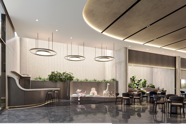 Bên cạnh pantry là không gian vui chơi cho các bé khi bố mẹ tham quan mô hình hoặc căn mẫu