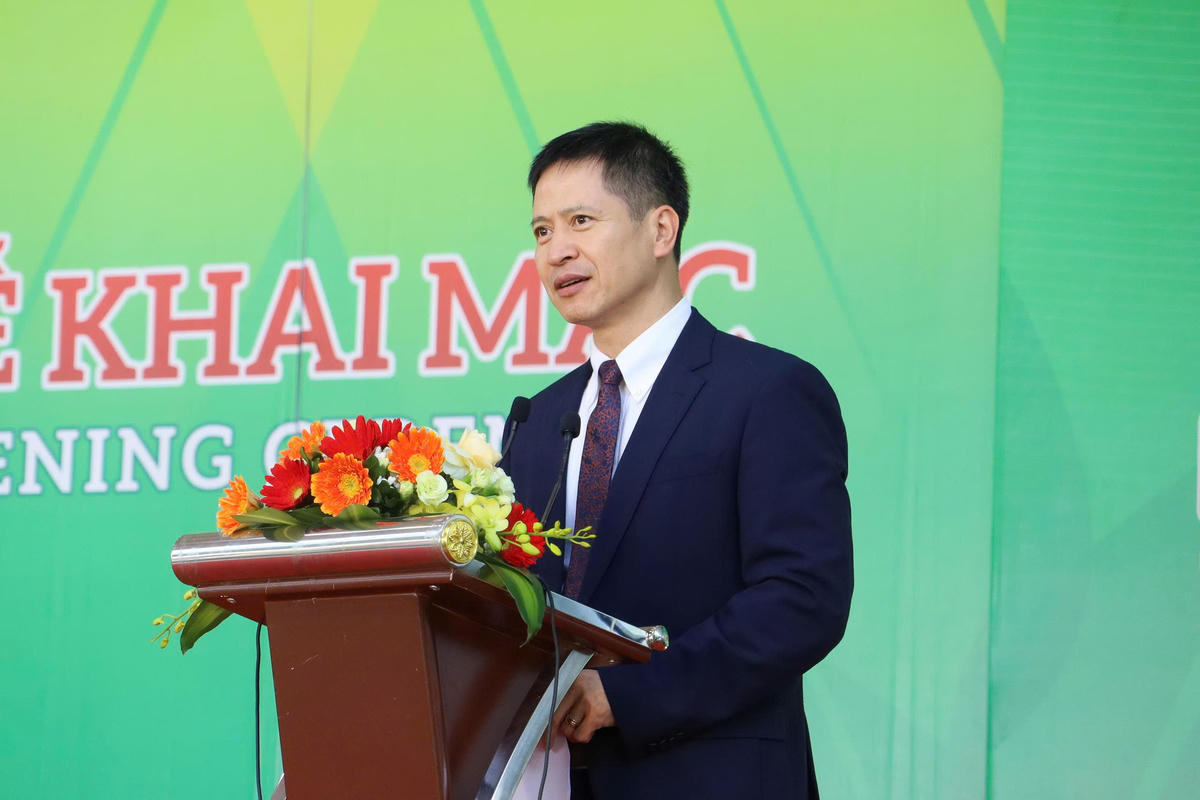 Ông Nguyễn Minh Tiến - Giám đốc Trung tâm Xúc tiến thương mại nông nghiệp, phát biểu khai mạc AgroViet 2025. Ảnh: TB.