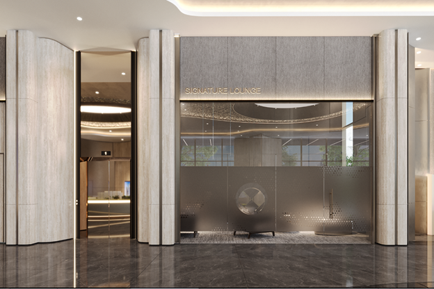 Thang máy dễ dàng đến các tầng và phòng đón tiếp được đầu tư sang trọng - Signature Lounge.