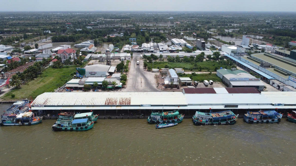 Một góc Cảng cá Sông Đốc nhìn từ trên cao. Ảnh: Nguyên Du