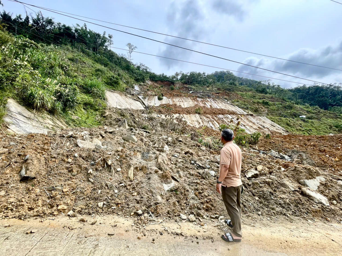 Khu vực đỉnh núi nơi xảy ra vụ sạt lở đất tràn xuống khu dân cư. Ảnh: Chí Đại