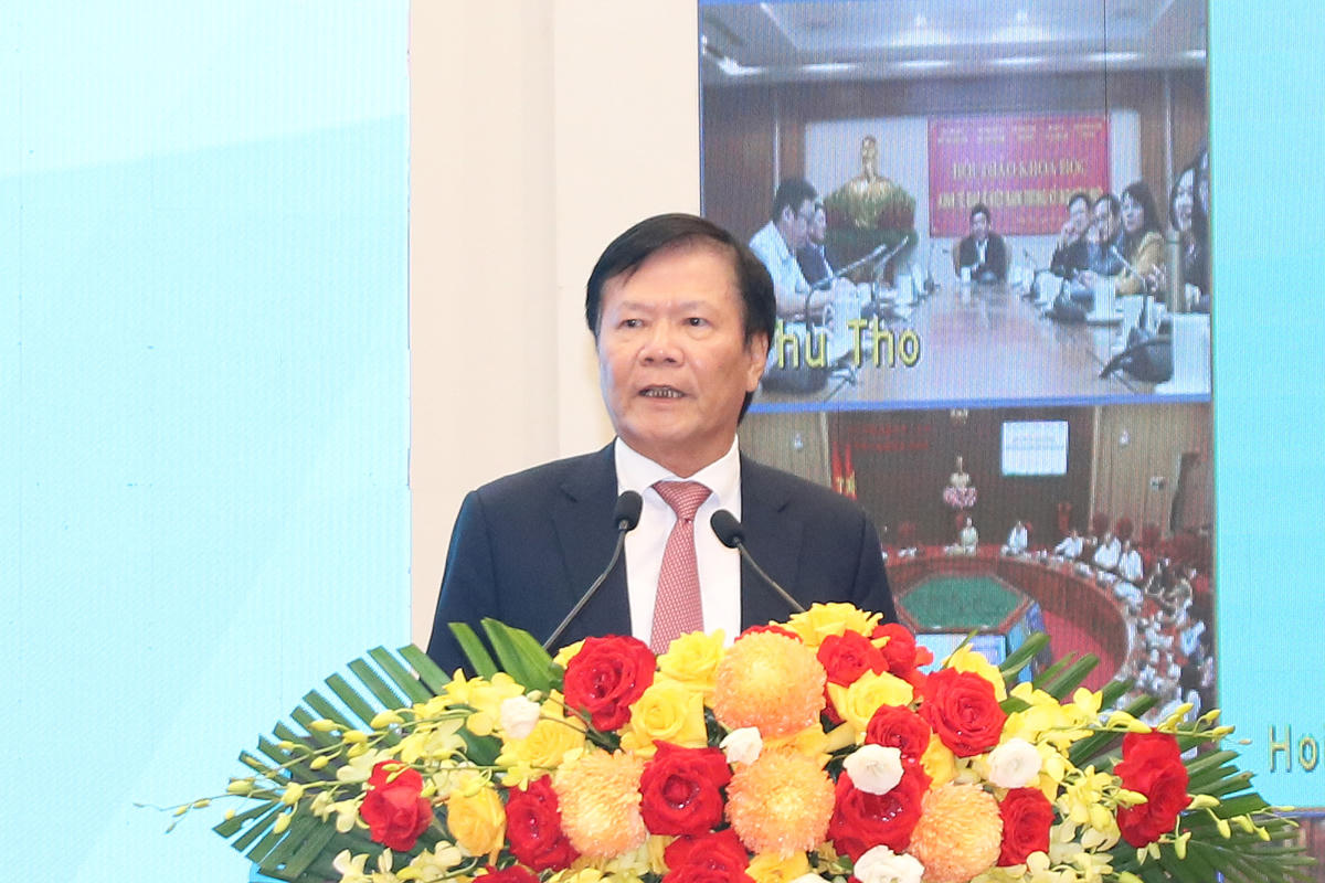 GS.TS Nguyễn Quang Thuấn, Phó Chủ tịch Hội đồng Lý luận Trung ương phát biểu tại Hội thảo. Ảnh: Tiến Đạt.
