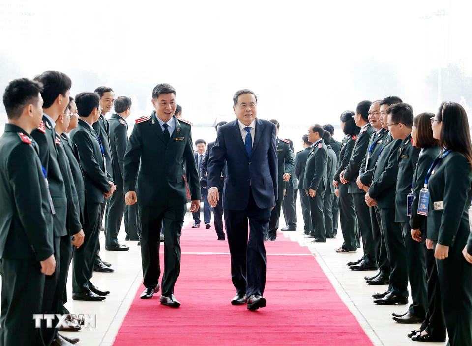 Chủ tịch Quốc hội Trần Thanh Mẫn đến dự Lễ kỷ niệm 80 năm Ngày truyền thống Thanh tra Việt Nam (23/11/1945 - 23/11/2025). (Ảnh: Thống Nhất/TTXVN)