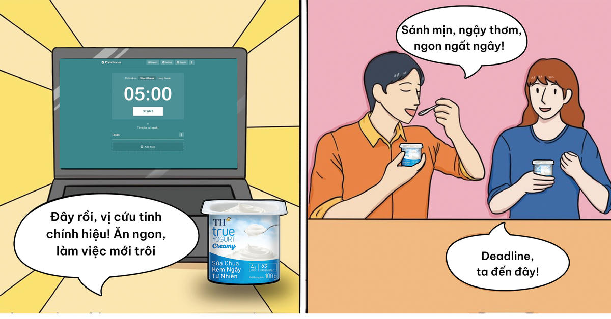 Được thưởng thức đồ ăn ngon sẽ giúp sản sinh dopamine - "hormone hạnh phúc" giúp cải thiện tâm trạng hiệu quả. Sữa Chua Kem Ngậy Tự Nhiên TH true YOGURT Creamy với hương vị chua dịu ngọt thanh, kết cấu sánh ngậy, vừa giúp nạp năng lượng hiệu quả, vừa khiến tâm trạng vui vẻ hơn.