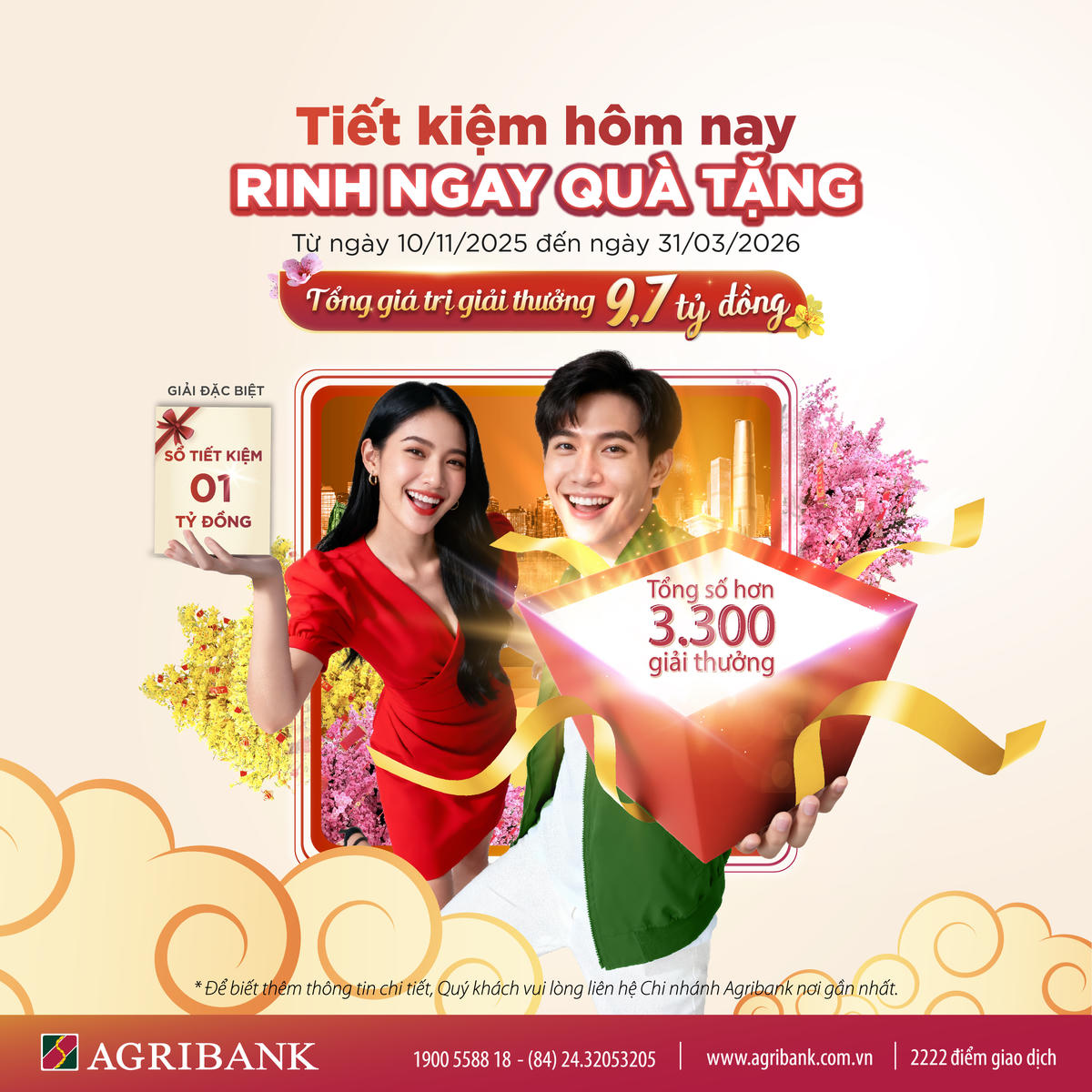 Cơ hội trúng 1 tỷ đồng và nhiều ưu đãi khác khi tham gia “Tiết kiệm hôm nay – Rinh ngay quà tặng” tại Agribank